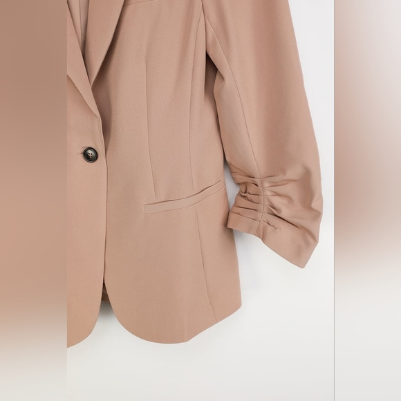 Lulus Here for Business Taupe Ruched Blazer - Picture 11 of 11
